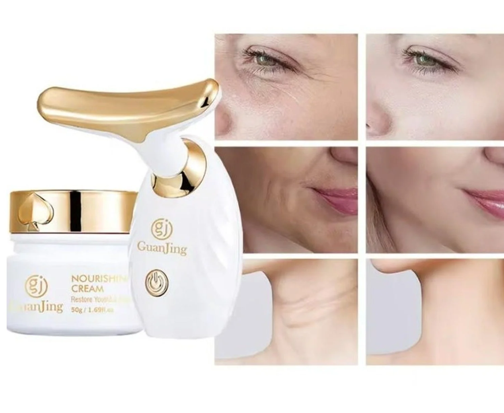 Kit Facial Crema Antiarrugas Y Masajeador Reafirmante