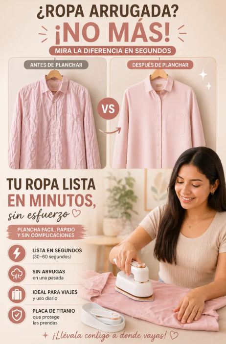 ⚡🧳 Mini Plancha Portátil – Prendas Impecables Donde Vayas 💧👕