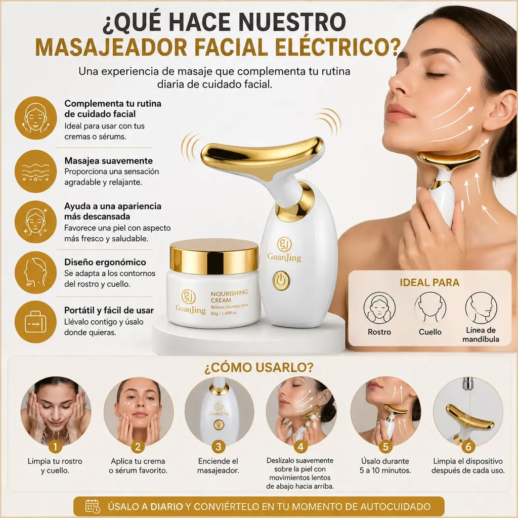 Kit Facial Crema Antiarrugas Y Masajeador Reafirmante